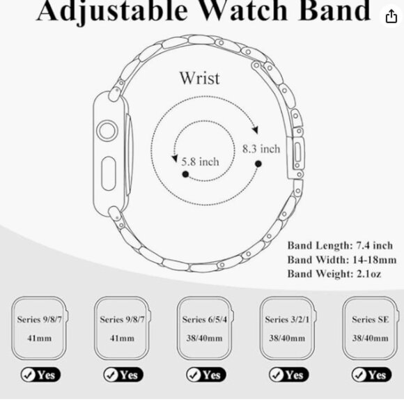 NWOT - Gold Stainless Steel Apple Watch Band w/ Accessories - Picture 3 of 13